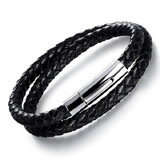 Genuine Leather Braided Wrap Bracelet | Black