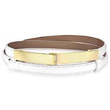 Genuine Cow Leather Skinny Waist Belt-Vogue white