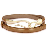 Genuine Cow Leather Skinny Waist Belt-Aurora brown