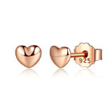 925 Sterling Silver Rose Gold Heart Studs
