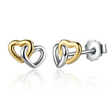 925 Sterling Silver Gold & White gold Loving Earrings