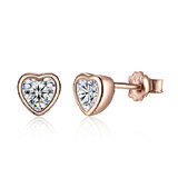 925 Sterling Silver Rose Gold Heart Earrings
