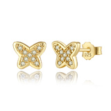 925 Sterling Silver Gold Plated Butterfly Earrings