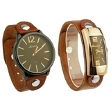 2pc Watch Set - Genuine Cow Leather Watches