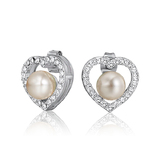 Pearl Heart Earrings Embellished with Crystals from Swarovski