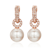 Pearl Drop Earrings Embellished with Crystals from Swarovski -Rose Gold