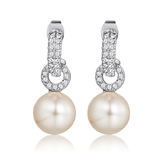 Pearl Drop Earrings Embellished with Crystals from Swarovski