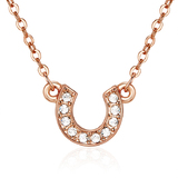 Horseshoe Necklace Embellished with Crystals from Swarovski -Rose Gold