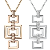 2pc Set Designer Necklace Embellished with Crystals from Swarovski - White & Rose Gold