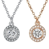 2pc Set Pendant Necklace Embellished with Crystals from Swarovski - White & Rose Gold