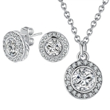 2pc Classic Earring & Pendant Necklace Set Embellished with Crystals from Swarovski -WG