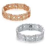 2pc Set Deluxe Bracelets Embellished with Crystals from Swarovski - White & Rose Gold