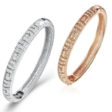 2pc Set Encrusted Bangles Embellished with Crystals from Swarovski - White & Rose Gold