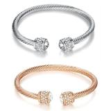 2pc Set Bracelets Embellished with Crystals from Swarovski - White & Rose Gold