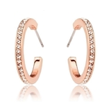 Rose Gold Hoop Earrings with Round Crystals from Swarovski