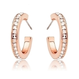 Rose Gold Hoop Earrings with Square Crystals from Swarovski
