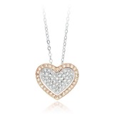 Heart To Heart Pendant Necklace Embellished with Crystals from Swarovski - Two Tone