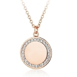Disc Pendant Necklace with Crystals from Swarovski -Rose Gold
