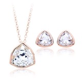 Pendant Necklace & Earrings Set Embellished with Crystals from Swarovski - Rose Gold