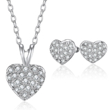 Heart 3pc Set Inc Earrings, Pendant and chain Embellished with Crystals from Swarovski