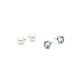 Double Stud Earrings Set -Pearl and Classic Studs Embellished with Crystals from Swarovski