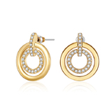 Circle-in-Circle Earrings - Gold Embellished with Crystals from Swarovski