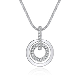 Circle-in-Circle Pedant and Chain - White Gold Embellished with Crystals from Swarovski