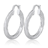 925 Silver Twist Hoop Earrings 40mm