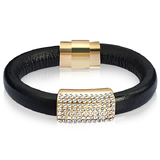Leather Bracelet Embellished with Crystals from Swarovski