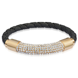 Leather Bracelet Embellished with Crystals from Swarovski