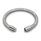 Mesh Single Wrap Bracelet Embellished with Crystals from Swarovski-WhtGld