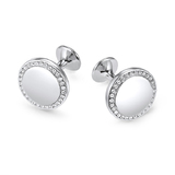 Circular Pave Cufflinks Embellished with Crystals from Swarovski