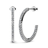 Hoop White Gold Earrings Embellished with Crystals from Swarovski