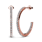 Hoop White Gold Earrings Embellished with Crystals from Swarovski -RG