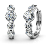 Classic Earrings w/Swarovski  Crystals -White Gold/Clear
