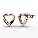 Heart Earrings w/Swarovski  Crystals -Rose Gold/Clear