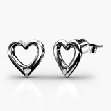 Heart Earrings w/Swarovski  Crystals -White Gold/Clear