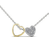 Two Tone Heart Pendant Necklace Embellished with Crystals from Swarovski