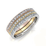 Tri Tone Triple Stack Ring Set Embellished with Crystals from Swarovski