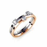 Two Tone Tri Setting Ring Embellished with Crystals from Swarovski