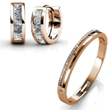 2pc Bracelet & Earrings Set Embellished with Crystals from Swarovski - Rose Gold