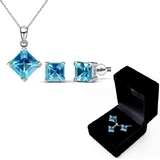 Boxed Matching Set Embellished with Crystals from Swarovski - Light Blue