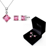Boxed Matching Set Embellished with Crystals from Swarovski - Pink