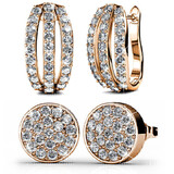 2pc Rose Gold Earring Set Embellished with Crystals from Swarovski