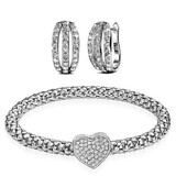2pc Earring & Bracelet Set Embellished with Crystals from Swarovski -WG