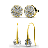 Earring Set w/Swarovski¨ Crystals - 2 Pairs - Gold / Clear