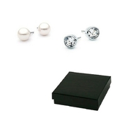 Boxed Double Stud Earrings Set -Pearl and Classic Studs Embellished with Crystals from Swarovski