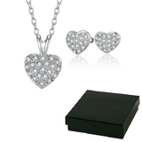 Boxed Heart 3pc Set Inc Earrings, Pendant and chain Embellished with Crystals from Swarovski