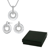 Boxed Matching Circle-in-Circle Set Embellished with Crystals from Swarovski -WG