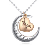 I Love You Mom 2 Tone Pendant Necklace